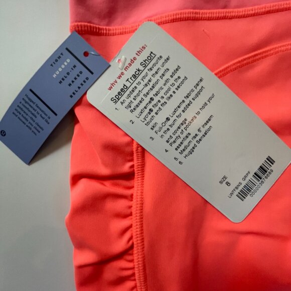 LuluLemon Mid-Rise Speed Track Shorts | Size 8 , 6" inseam | Bright Orange - Picture 4 of 5